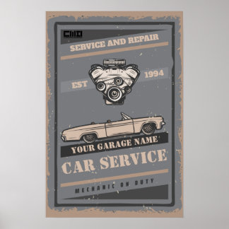 Aangepaste autogarageposter in retro stijl poster