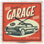 Aangepaste automatische mechanische winkel Klassie Vierkante Klok<br><div class="desc">Aangepaste naam Auto Classic Car Mechanic Shop Garage Square Wall klok</div>
