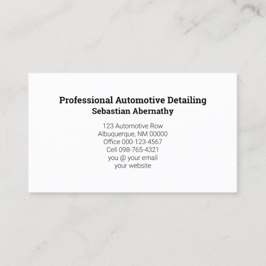 Aangepaste automotorebezetting visitekaartje (Achterkant)