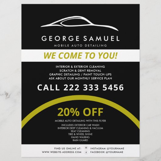 Aangepaste autoreparatie en moderne autodetailleri flyer (Voorkant)