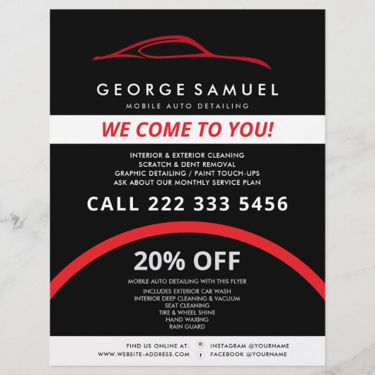 Aangepaste autoreparatie en moderne autodetailleri flyer (Voorkant)