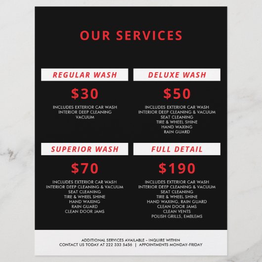 Aangepaste autoreparatie en moderne autodetailleri flyer (Achterkant)