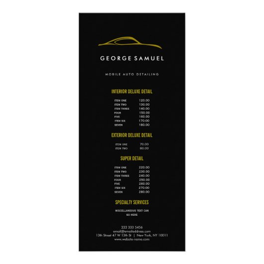 Aangepaste autoreparatie en moderne autodetailleri reclamekaart (Voorkant)