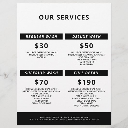 Aangepaste Autoreparatie & Moderne Autodetailing Flyer (Achterkant)