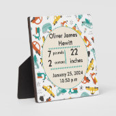 Aangepaste auto's geboorte statistiek pasgeborene fotoplaat (Voorkant)