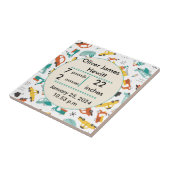 Aangepaste auto's geboorte statistiek pasgeborene  tegeltje (Zijkant)