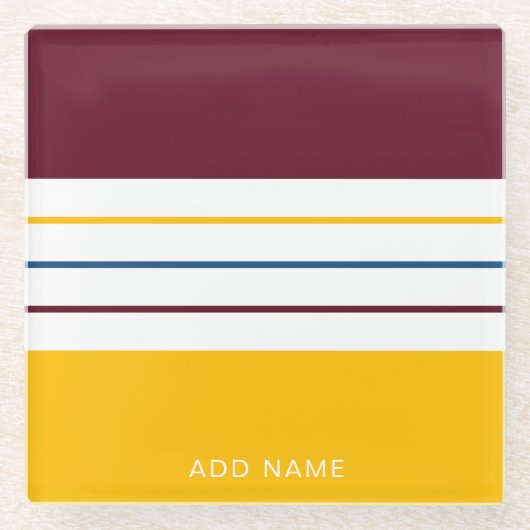 Aangepaste Autumnal Mulberry Amber Stripes Glazen Onderzetter (Voorkant)