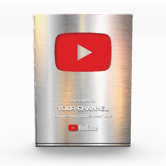 Aangepaste award Play Button display plaque Fotoblokken (Voorkant)