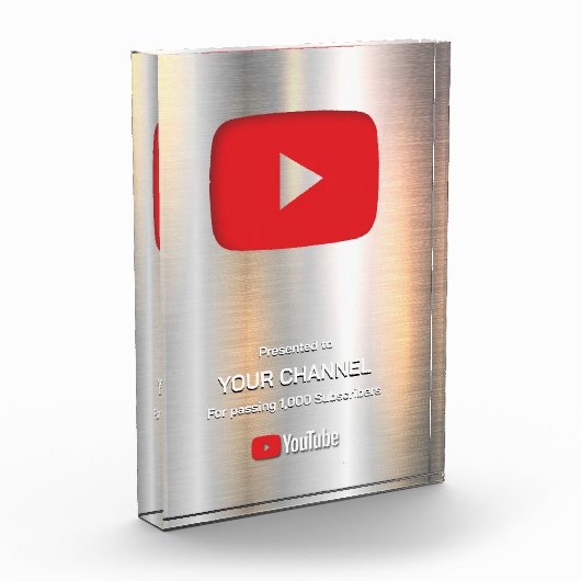 Aangepaste award Play Button display plaque Fotoblokken (Links)