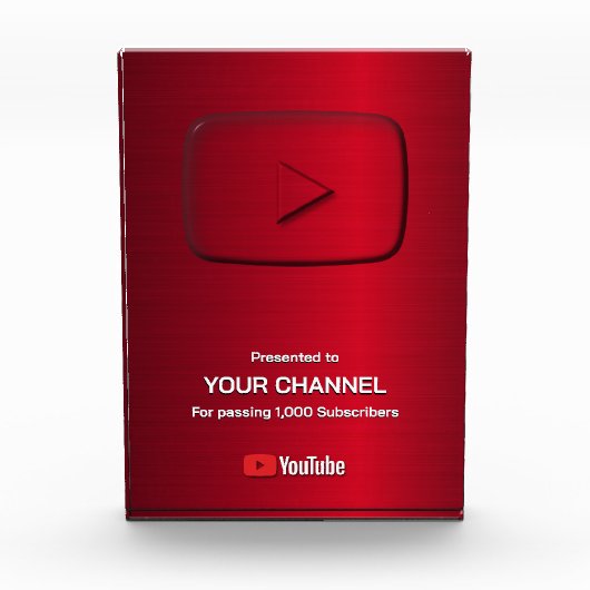 Aangepaste award Play Button display plaque Fotoblokken (Voorkant)