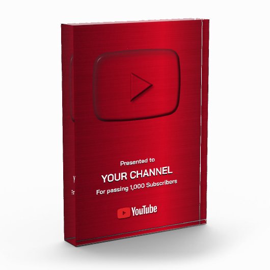 Aangepaste award Play Button display plaque Fotoblokken (Links)