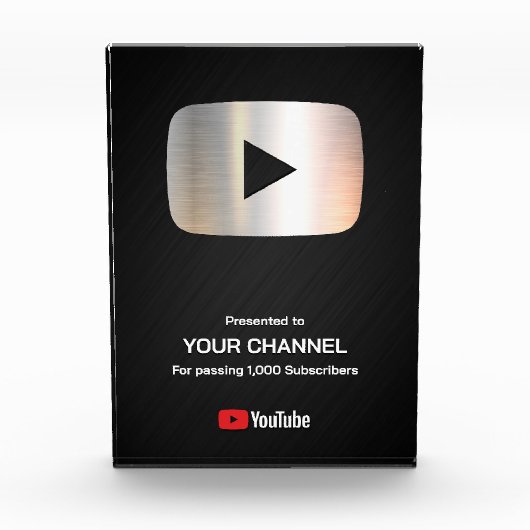 Aangepaste award Play Button display plaque Fotoblokken (Voorkant)