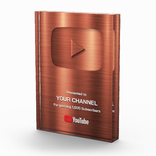 Aangepaste award Play Button display plaque Fotoblokken (Rechts)