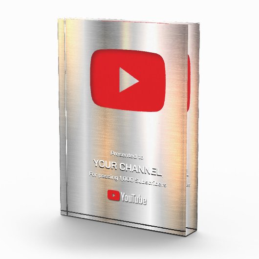 Aangepaste award Play Button displayplaat Fotoblokken (Rechts)