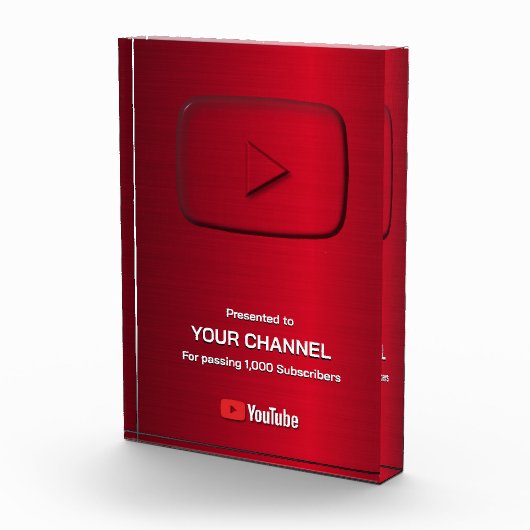 Aangepaste award Play Button displayplaat Fotoblokken (Rechts)