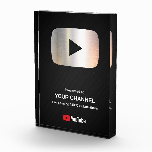 Aangepaste award Play Button displayplaat Fotoblokken (Rechts)
