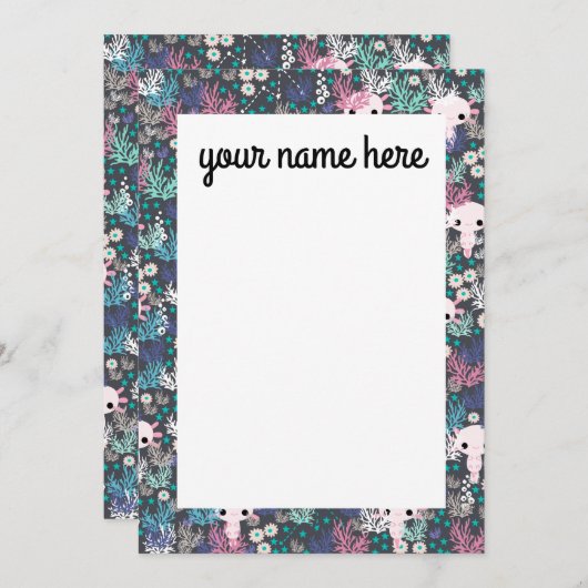 Aangepaste Axolotl Notecards Bedankkaart (Voorkant / Achterkant)