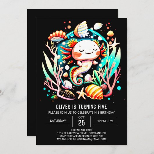 Aangepaste Axolotl Ocean Verjaardag Kaart (Voorkant / Achterkant)