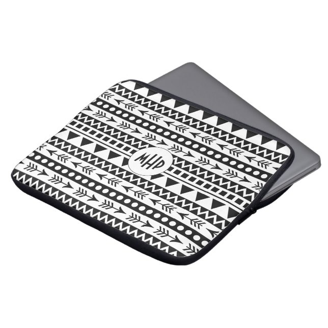 Aangepaste Aztec Pattern monogram laptophoezen Laptop Sleeve (Voorkant top)
