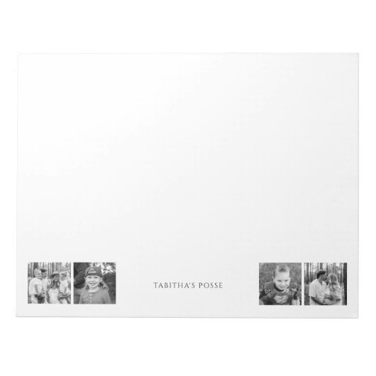 Aangepaste B/W Fotocollage "Name's Posse" Cute Notitieblok (Voorkant)