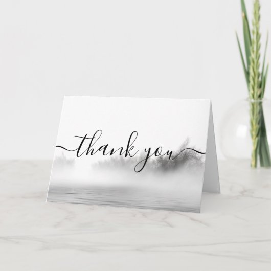 Aangepaste B&W Meer Mist Calligrafie Bedankt (Voorkant)