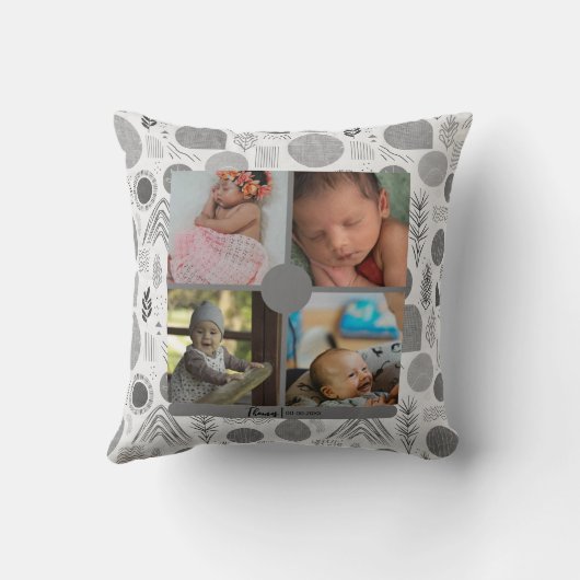 Aangepaste Baby 4 fotocollage Kussen (Achterkant)