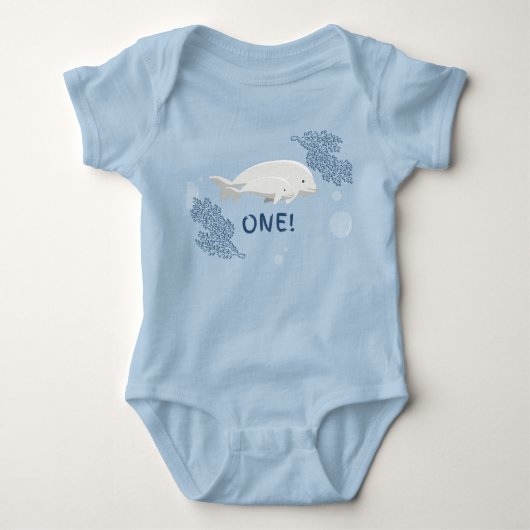 Aangepaste Baby Beluga 1e Verjaardag Bodysuit (Voorkant)