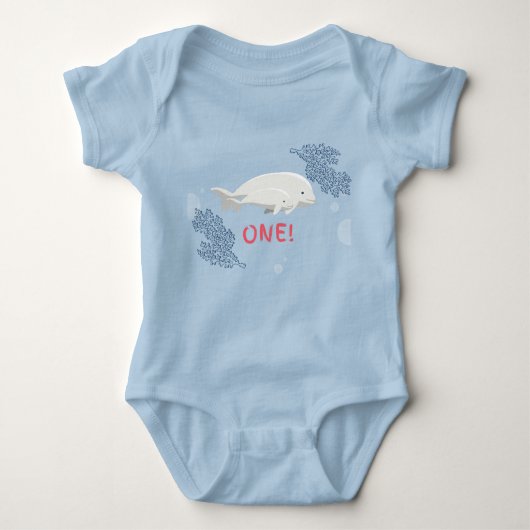 Aangepaste Baby Beluga Eerste Verjaardag Bodysuit (Voorkant)