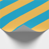 Aangepaste baby blauwe en gele verticale strepen cadeaupapier (Hoek)