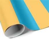 Aangepaste baby blauwe en gele verticale strepen cadeaupapier (Rol Hoek)