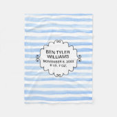 Aangepaste baby Blue en White Striped Fleece Deken (Voorkant)