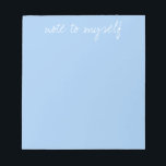 Aangepaste baby Blue Notitieblok<br><div class="desc">Pas de tekst aan,  voeg uw initialen toe en verwijder deze. Witte tekst op een babyblauwe achtergrond.</div>