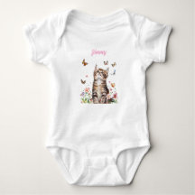 Aangepaste Baby Bodysuit - Schattigee Kitten met B