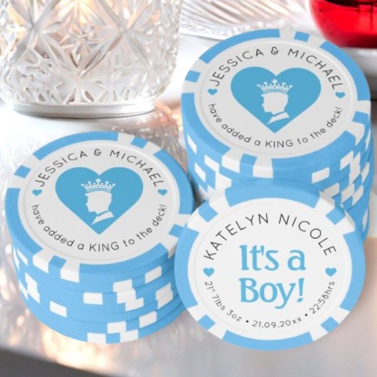 Aangepaste Baby Boy Geboorteaankondiging Gepersona Poker Chips