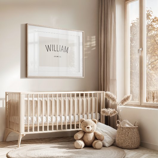 Aangepaste Baby Boy Naam Print Minimalistische Nur