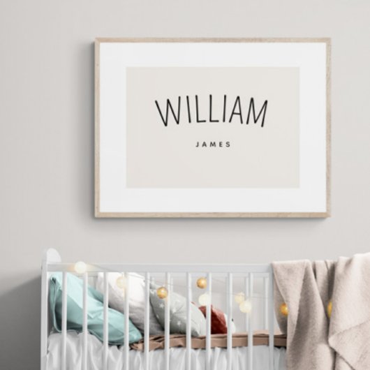 Aangepaste Baby Boy Naam Print Minimalistische Nur