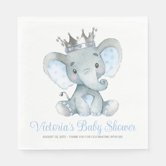 Aangepaste Baby Boy Olifant Baby shower Servet (Voorkant)