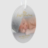 Aangepaste Baby Boyl Gold Script Eerste kerstfoto Ornament (voorkant)