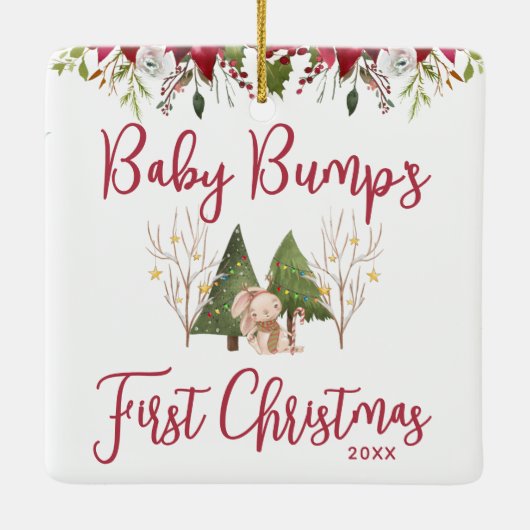 Aangepaste Baby Bump's eerste kerst Keramisch Ornament (Achterkant)