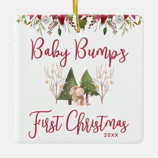 Aangepaste Baby Bump's eerste kerst Keramisch Ornament (Voorkant)