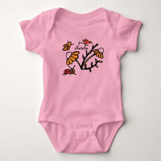 Aangepaste Baby Creeper met Ladybug en Daisy Romper (Voorkant)