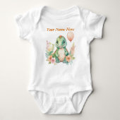 Aangepaste Baby Dinosaur ballon met uw kindernaam Romper (Voorkant)