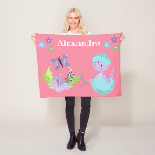 Aangepaste Baby Dinosaur & Butterfly Fleece Deken