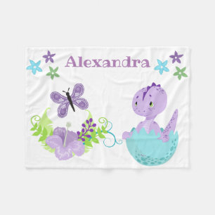 Aangepaste Baby Dinosaur & Butterfly Fleece Deken