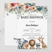 Aangepaste Baby Douche Uitnodigingen | Leuk dieren (Voorkant / Achterkant)