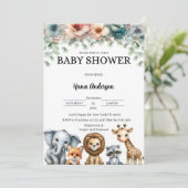 Aangepaste Baby Douche Uitnodigingen | Leuk dieren (Staand voorkant)