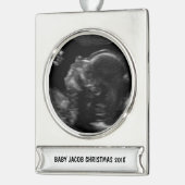 Aangepaste Baby echografie foto Verzilverd Banner Ornament (Links)