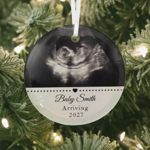 Aangepaste baby-echografie zwangerschapsaankondigi glas ornament