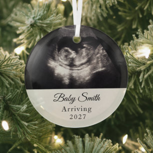 Aangepaste baby echoscopie zwangerschapsaankondigi glas ornament