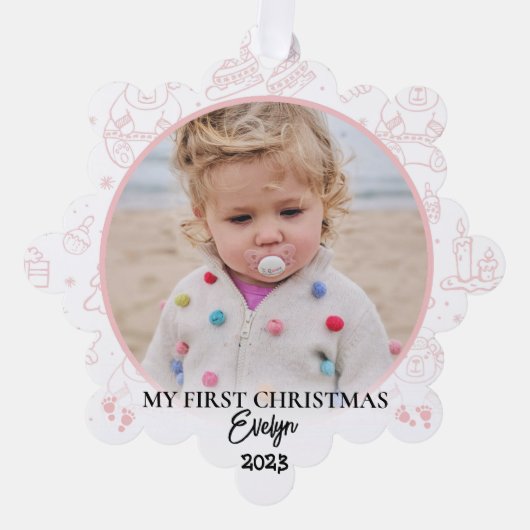 aangepaste Baby Eerste kerst aandenken Ornament Kaart (Voorkant)